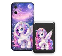 Sunrive Funda Cartera para TCL K70 XE con Tarjetero Magnético Desmontable, Estuche Porta Tarjetas con Soporte para Video, Funda Protectora Antigolpes con Cartera y Tarjetass - Unicornio
