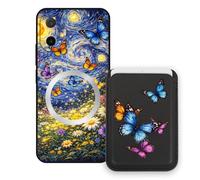 Sunrive Funda Cartera para TCL K70 XE con Tarjetero Magnético Desmontable, Estuche Porta Tarjetas con Soporte para Video, Funda Protectora Antigolpes con Cartera y Tarjetass - Mariposa