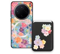 Sunrive Funda Cartera para Vivo X200 con Tarjetero Magnético Desmontable, Estuche Porta Tarjetas con Soporte para Video, Funda Protectora Antigolpes con Cartera y Tarjetass - Flor