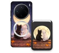 Sunrive Funda Cartera para Vivo X200 con Tarjetero Magnético Desmontable, Estuche Porta Tarjetas con Soporte para Video, Funda Protectora Antigolpes con Cartera y Tarjetass - Gato
