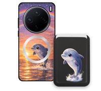 Sunrive Funda Cartera para Vivo X200 con Tarjetero Magnético Desmontable, Estuche Porta Tarjetas con Soporte para Video, Funda Protectora Antigolpes con Cartera y Tarjetass - Delfín