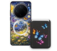 Sunrive Funda Cartera para Vivo X200 con Tarjetero Magnético Desmontable, Estuche Porta Tarjetas con Soporte para Video, Funda Protectora Antigolpes con Cartera y Tarjetass - Mariposa
