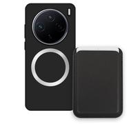 Sunrive Funda Cartera para Vivo X200 con Tarjetero Magnético Desmontable, Estuche Porta Tarjetas con Soporte para Video, Funda Protectora Antigolpes con Cartera y Tarjetass - Negro