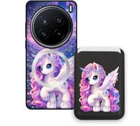 Sunrive Funda Cartera para Vivo X200 Pro con Tarjetero Magnético Desmontable, Estuche Porta Tarjetas con Soporte para Video, Funda Protectora Antigolpes con Cartera y Tarjetass - Unicornio