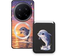 Sunrive Funda Cartera para Vivo X200 Pro con Tarjetero Magnético Desmontable, Estuche Porta Tarjetas con Soporte para Video, Funda Protectora Antigolpes con Cartera y Tarjetass - Delfín