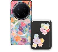 Sunrive Funda Cartera para Vivo X200 Pro con Tarjetero Magnético Desmontable, Estuche Porta Tarjetas con Soporte para Video, Funda Protectora Antigolpes con Cartera y Tarjetass - Flor
