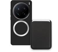 Sunrive Funda Cartera para Vivo X200 Pro con Tarjetero Magnético Desmontable, Estuche Porta Tarjetas con Soporte para Video, Funda Protectora Antigolpes con Cartera y Tarjetass - Negro