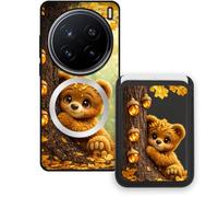 Sunrive Funda Cartera para Vivo X200 Pro con Tarjetero Magnético Desmontable, Estuche Porta Tarjetas con Soporte para Video, Funda Protectora Antigolpes con Cartera y Tarjetass - Oso