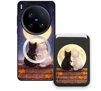 Sunrive Funda Cartera para Vivo X200 Ultra con Tarjetero Magnético Desmontable, Estuche Porta Tarjetas con Soporte para Video, Funda Protectora Antigolpes con Cartera y Tarjetass - Gato