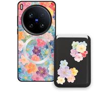 Sunrive Funda Cartera para Vivo X200 Ultra con Tarjetero Magnético Desmontable, Estuche Porta Tarjetas con Soporte para Video, Funda Protectora Antigolpes con Cartera y Tarjetass - Flor