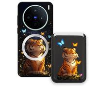 Sunrive Funda Cartera para Vivo X200T con Tarjetero Magnético Desmontable, Estuche Porta Tarjetas con Soporte para Video, Funda Protectora Antigolpes con Cartera y Tarjetass - Tigre