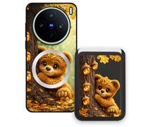 Sunrive Funda Cartera para Vivo X200T con Tarjetero Magnético Desmontable, Estuche Porta Tarjetas con Soporte para Video, Funda Protectora Antigolpes con Cartera y Tarjetass - Oso