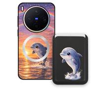 Sunrive Funda Cartera para Vivo X300 con Tarjetero Magnético Desmontable, Estuche Porta Tarjetas con Soporte para Video, Funda Protectora Antigolpes con Cartera y Tarjetass - Delfín