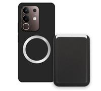 Sunrive Funda Cartera para Vivo Y31 Pro 5G con Tarjetero Magnético Desmontable, Estuche Porta Tarjetas con Soporte para Video, Funda Protectora Antigolpes con Cartera y Tarjetass - Negro