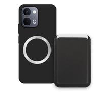 Sunrive Funda Cartera para Vivo Y31d con Tarjetero Magnético Desmontable, Estuche Porta Tarjetas con Soporte para Video, Funda Protectora Antigolpes con Cartera y Tarjetass - Negro