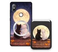 Sunrive Funda Cartera para Xiaomi Mi Mix 2S con Tarjetero Magnético Desmontable, Estuche Porta Tarjetas con Soporte para Video, Funda Protectora Antigolpes con Cartera y Tarjetass - Gato