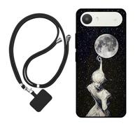 Sunrive Funda Compatible con Alcatel A62,Slim Fit Gel Mate Carcasa Case Bumper de Impactos Espalda Cover (Sombra de Espalda,Luna,Estrellas)+1 X Correa Universal
