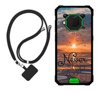 Sunrive Funda Compatible con Blackview BV6200 Plus,Slim Fit Gel Mate Carcasa Case Bumper de Impactos Espalda Cover (Mar,Sol,Gaviotas)+1 X Correa Universal