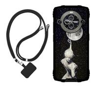 Sunrive Funda Compatible con Blackview BV8200,Slim Fit Gel Mate Carcasa Case Bumper de Impactos Espalda Cover (Sombra de Espalda,Luna,Estrellas)+1 X Correa Universal