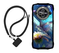 Sunrive Funda Compatible con Blackview BV8200,Slim Fit Gel Mate Carcasa Case Bumper de Impactos Espalda Cover (Mariposa,Flor)+1 X Correa Universal
