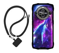 Sunrive Funda Compatible con Blackview BV8200,Slim Fit Gel Mate Carcasa Case Bumper de Impactos Espalda Cover (Lobo,Luna,Estrellas)+1 X Correa Universal