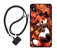 Sunrive Funda Compatible con BQ Aquaris X/X Pro,Slim Fit Gel Mate Carcasa Case Bumper de Impactos y Anti-Arañazos Espalda Cover (Zorro de Hoja de Arce)+1 X Correa Universal