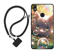 Sunrive Funda Compatible con BQ Aquaris X/X Pro,Slim Fit Gel Mate Carcasa Case Bumper de Impactos y Anti-Arañazos Espalda Cover (Burbujas Gatos)+1 X Correa Universal