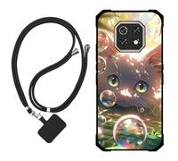 Sunrive Funda Compatible con Cubot Kingkong ES3,Slim Fit Gel Mate Carcasa Case Bumper de Impactos Espalda Cover (Burbujas Gatos)+1 X Correa Universal