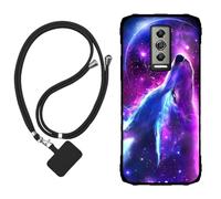 Sunrive Funda Compatible con DOOGEE Blade 10/Blade 10 Pro,Slim Fit Gel Mate Carcasa Case Bumper de Impactos y Anti-Arañazos Espalda Cover (Lobo,Luna,Estrellas)+1 X Correa Universal