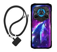 Sunrive Funda Compatible con Doogee Blade20 Play,Slim Fit Gel Mate Carcasa Case Bumper de Impactos Espalda Cover (Lobo,Luna,Estrellas)+1 X Correa Universal