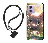Sunrive Funda Compatible con DOOGEE N50S,Slim Fit Gel Mate Carcasa Case Bumper de Impactos y Anti-Arañazos Espalda Cover (Burbujas Gatos)+1 X Correa Universal