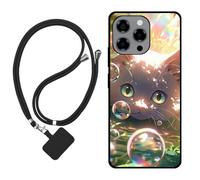 Sunrive Funda Compatible con DOOGEE Note 58 / Note 58 Pro,Slim Fit Gel Mate Carcasa Case Bumper de Impactos Espalda Cover (Burbujas Gatos)+1 X Correa Universal
