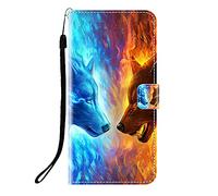 Sunrive Funda Compatible con Honor 600E, Cuero Artificial Sintético Protectiva Carcasa Resistente Cierre Magnético,en Folio,Soporte Plegable(Q Lobo 4)
