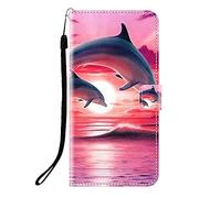 Sunrive Funda Compatible con Honor 600E, Cuero Artificial Sintético Protectiva Carcasa Resistente Cierre Magnético,en Folio,Soporte Plegable(Q delfín)