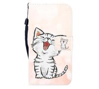 Sunrive Funda Compatible con Honor 600E, Cuero Artificial Sintético Protectiva Carcasa Resistente Cierre Magnético,en Folio,Soporte Plegable(W8 Gato 1)