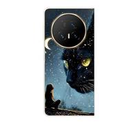 Sunrive Funda Compatible con Honor Magic V5, PC Transparente Carcasa Case Bumper de Impactos y Anti-Arañazos Espalda Patrones Cover(Gato Gigante)