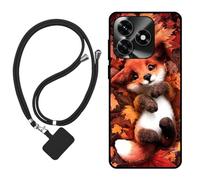 Sunrive Funda Compatible con Honor X5C,Slim Fit Gel Mate Carcasa Case Bumper de Impactos Espalda Cover (Zorro de Hoja de Arce)+1 X Correa Universal