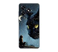 Sunrive Funda Compatible con Honor X5d Plus/X5d, Silicona Slim Fit Gel Transparente Carcasa Case Bumper de Impactos y Anti-Arañazos Espalda Patrones Cover(Gato Gigante)