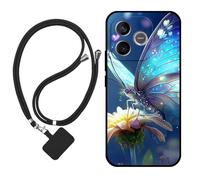 Sunrive Funda Compatible con Honor X80i/600 Lite,Slim Fit Gel Mate Carcasa Case Bumper de Impactos Espalda Cover (Mariposa,Flor)+1 X Correa Universal