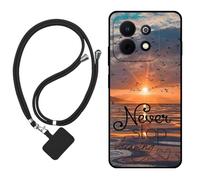 Sunrive Funda Compatible con Huawei Enjoy 90M Plus,Slim Fit Gel Mate Carcasa Case Bumper de Impactos Espalda Cover (Mar,Sol,Gaviotas)+1 X Correa Universal