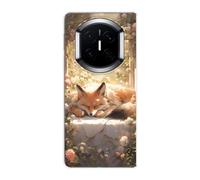 Sunrive Funda Compatible con Huawei Mate X7, PC Transparente Carcasa Case Bumper de Impactos y Anti-Arañazos Espalda Patrones Cover(Zorro Durmiente)