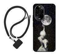 Sunrive Funda Compatible con Huawei Nova 14 Lite,Slim Fit Gel Mate Carcasa Case Bumper de Impactos Espalda Cover (Sombra de Espalda,Luna,Estrellas)+1 X Correa Universal