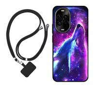 Sunrive Funda Compatible con Huawei Nova 14 Lite,Slim Fit Gel Mate Carcasa Case Bumper de Impactos Espalda Cover (Lobo,Luna,Estrellas)+1 X Correa Universal