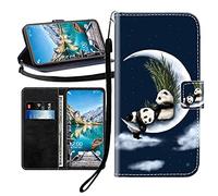 Sunrive Funda Compatible con Huawei Nova 14 Pro, Cuero Artificial Sintético Protectiva Carcasa Resistente Cierre Magnético,en Folio,Soporte Plegable(Panda Luna B1)