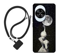 Sunrive Funda Compatible con Huawei Nova 14 Pro,Slim Fit Gel Mate Carcasa Case Bumper de Impactos Espalda Cover (Sombra de Espalda,Luna,Estrellas)+1 X Correa Universal