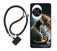 Sunrive Funda Compatible con Huawei Nova 14 Pro,Slim Fit Gel Mate Carcasa Case Bumper de Impactos Espalda Cover (Luna,Estrellas,Gato)+1 X Correa Universal