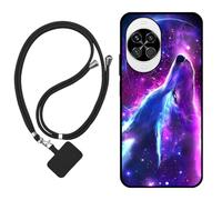 Sunrive Funda Compatible con Huawei Nova 14,Slim Fit Gel Mate Carcasa Case Bumper de Impactos Espalda Cover (Lobo,Luna,Estrellas)+1 X Correa Universal