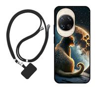 Sunrive Funda Compatible con Huawei Nova 14 Ultra,Slim Fit Gel Mate Carcasa Case Bumper de Impactos Espalda Cover (Luna,Estrellas,Gato)+1 X Correa Universal