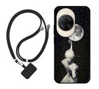 Sunrive Funda Compatible con Huawei Nova 14 Ultra,Slim Fit Gel Mate Carcasa Case Bumper de Impactos Espalda Cover (Sombra de Espalda,Luna,Estrellas)+1 X Correa Universal