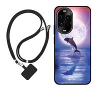 Sunrive Funda Compatible con Huawei Nova 14 Vitality,Slim Fit Gel Mate Carcasa Case Bumper de Impactos Espalda Cover (Luna,Delfines,Mar)+1 X Correa Universal